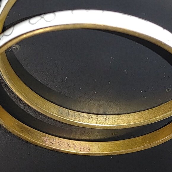 Robert Kuo Infinity Thin Cloisonné Bangle Bracelet Vintage White Gold Bow Motif - Picture 7 of 10